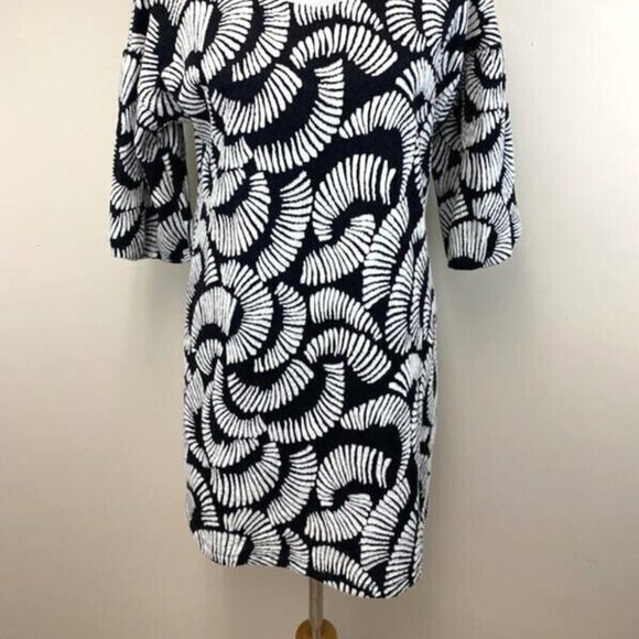Maeve L Petite LP Windfall Tunic Mini Dress Black White Textured - Picture 2 of 6